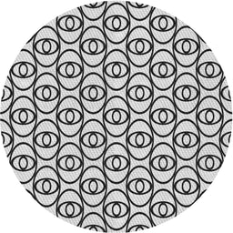 Round Patterned Platinum Gray Novelty Rug, pat1094