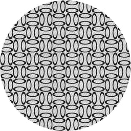 Round Patterned Platinum Gray Novelty Rug, pat1097