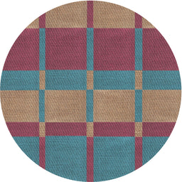 Round Patterned Dark Sea Green Novelty Rug, pat1102
