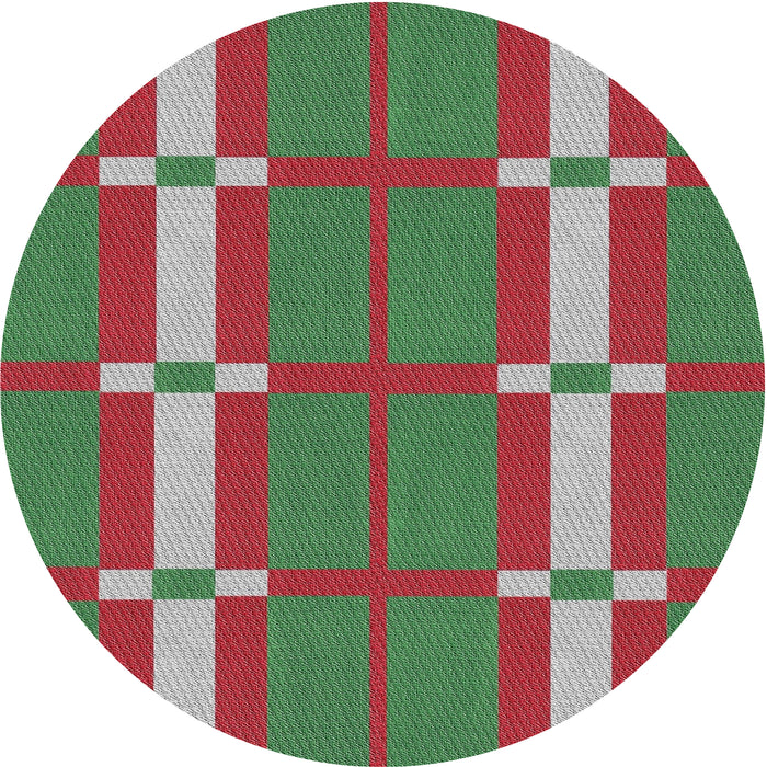 Round Machine Washable Transitional Green Rug, wshpat1105