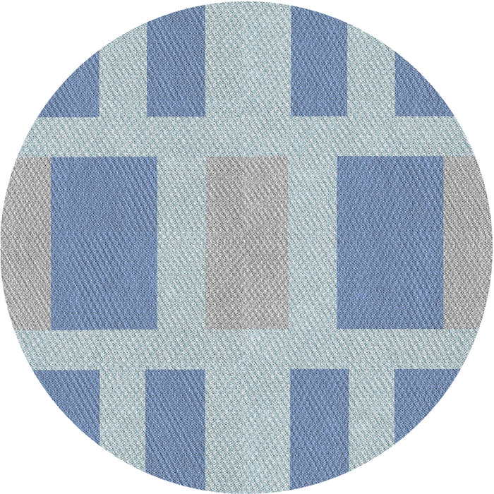 Round Patterned Steel Blue Novelty Rug, pat1106
