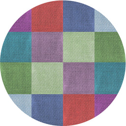 Round Machine Washable Transitional Blue Green Rug, wshpat1108