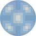 Round Machine Washable Transitional Light Day Blue Rug, wshpat1122