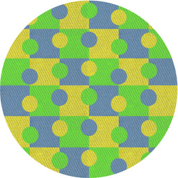 Round Machine Washable Transitional Yellow Green Rug, wshpat1123