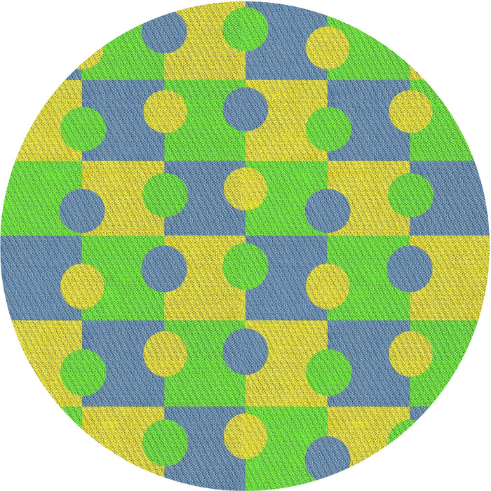 Round Machine Washable Transitional Yellow Green Rug, wshpat1123