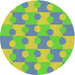 Round Patterned Yellowish Green Novelty Rug, pat1123