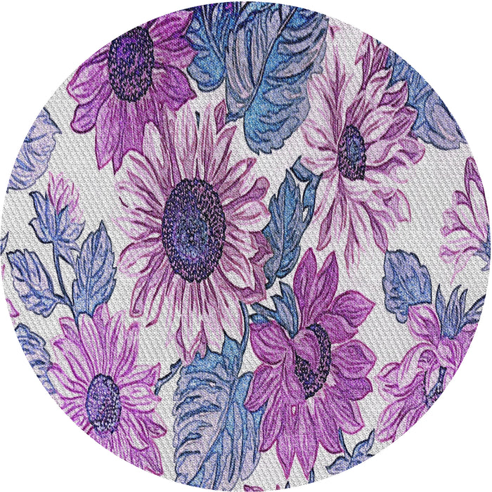 Round Machine Washable Transitional Bright Grape Purple Rug, wshpat1124