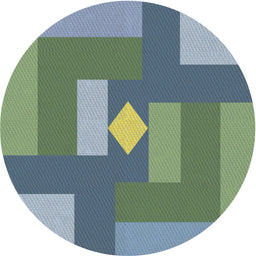 Round Machine Washable Transitional Green Rug, wshpat1131