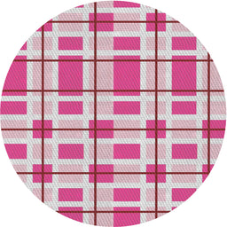 Round Machine Washable Transitional Pink Rug, wshpat1132