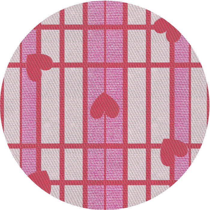 Round Patterned Light Rose Pink Novelty Rug, pat1140