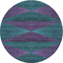 Round Machine Washable Transitional Dark Slate Blue Rug, wshpat1142