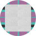 Round Machine Washable Transitional Pale Blue Lily Blue Rug, wshpat1145