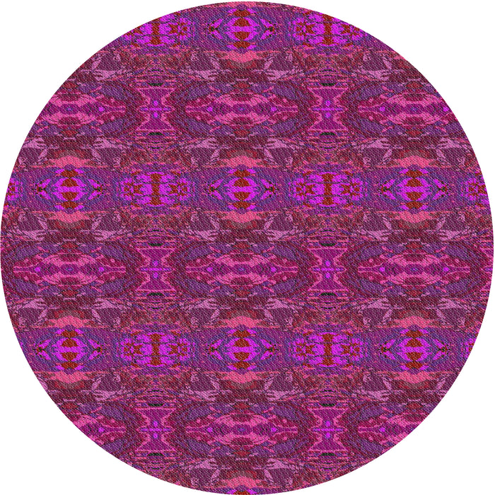 Round Patterned Violet Red Pink Novelty Rug, pat1148
