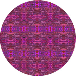 Round Machine Washable Transitional Medium Violet Red Pink Rug, wshpat1148