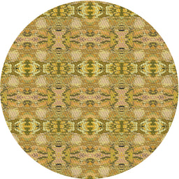 Round Patterned Bold Yellow Novelty Rug, pat1149
