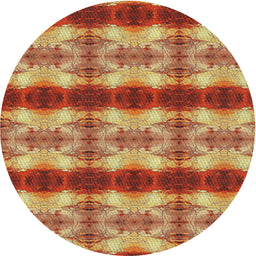 Round Machine Washable Transitional Orange Rug, wshpat1150