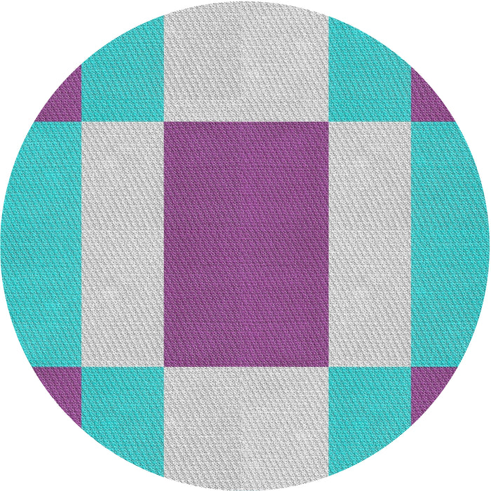 Round Machine Washable Transitional Blue Rug, wshpat1164