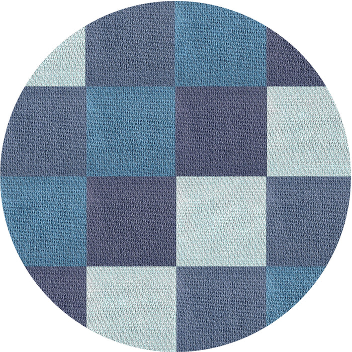 Round Machine Washable Transitional Blue Rug, wshpat1171