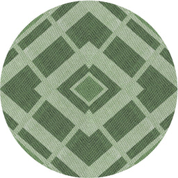 Round Machine Washable Transitional Medium Forest Green Rug, wshpat1173