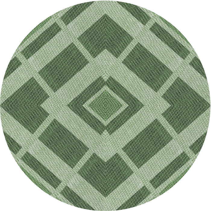 Round Machine Washable Transitional Medium Forest Green Rug, wshpat1173