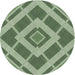 Round Machine Washable Transitional Medium Forest Green Rug, wshpat1173