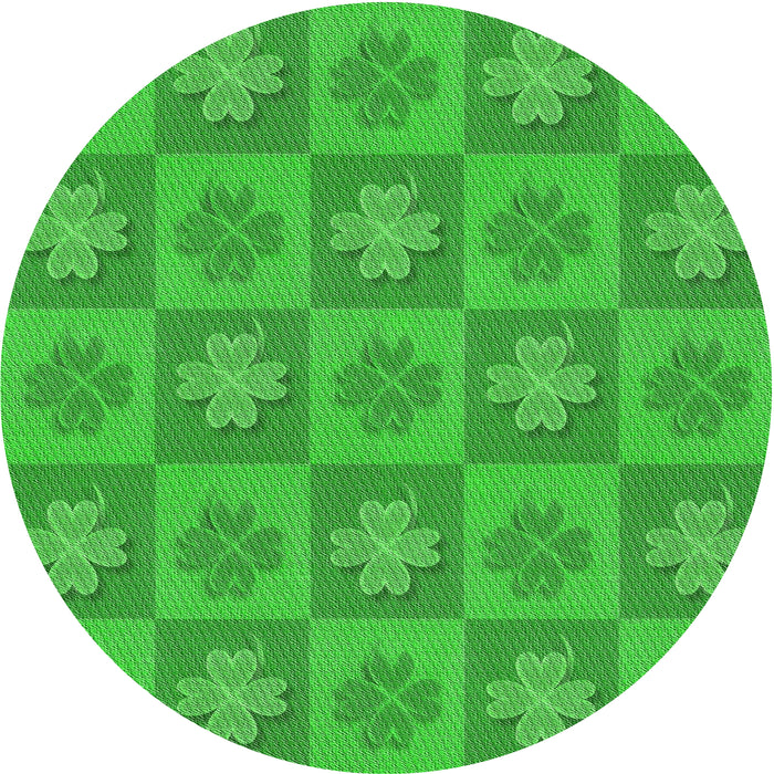 Round Machine Washable Transitional Neon Green Rug, wshpat1174