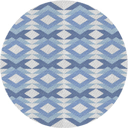 Round Patterned Steel Blue Novelty Rug, pat1176