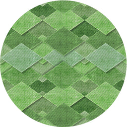 Round Patterned Shamrock Green Novelty Rug, pat1182