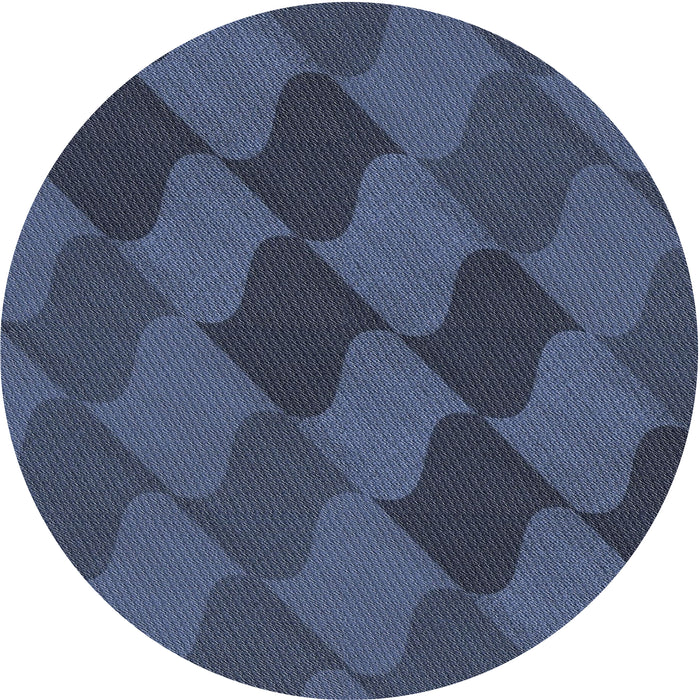 Round Patterned Deep-Sea Blue Novelty Rug, pat1188