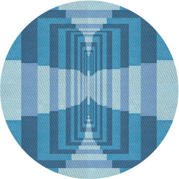 Round Patterned Blue Novelty Rug, pat1189