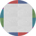 Round Patterned Platinum Gray Novelty Rug, pat1194