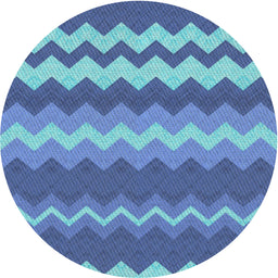 Round Patterned Sapphire Blue Novelty Rug, pat1197