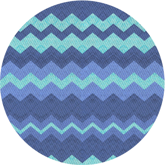 Round Machine Washable Transitional Sapphire Blue Rug, wshpat1197