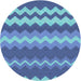 Round Patterned Sapphire Blue Novelty Rug, pat1197