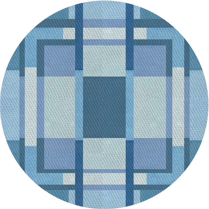Round Patterned Light Sky Blue Novelty Rug, pat1199