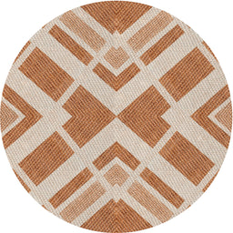 Round Machine Washable Transitional Deep Peach Orange Rug, wshpat1200