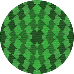 Round Machine Washable Transitional Neon Green Rug, wshpat1207