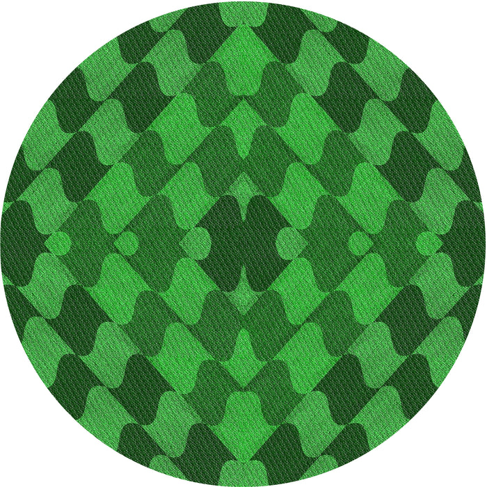 Round Machine Washable Transitional Neon Green Rug, wshpat1207