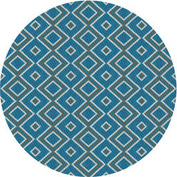 Round Machine Washable Transitional Blue Rug, wshpat1208