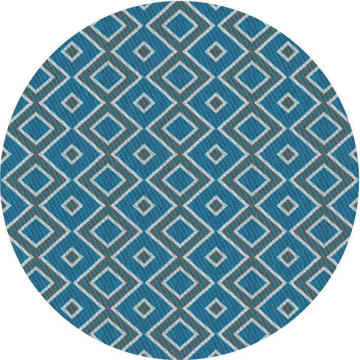 Round Machine Washable Transitional Blue Rug, wshpat1208