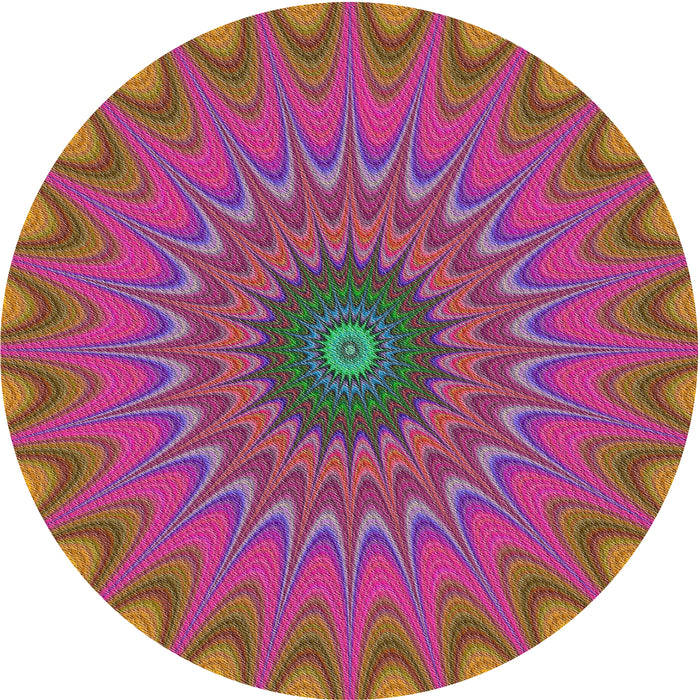 Round Machine Washable Transitional Pink Violet Pink Rug, wshpat121