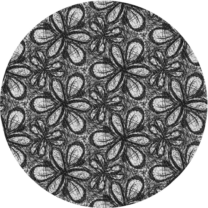 Round Patterned Mid Gray Novelty Rug, pat1220