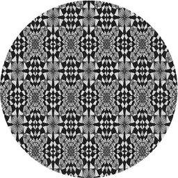 Round Patterned Silver Gray Novelty Rug, pat1221