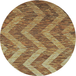 Round Patterned Metallic Gold Novelty Rug, pat1225