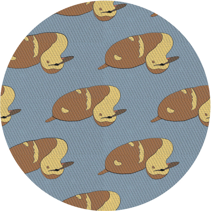 Round Machine Washable Transitional Cloud Gray Rug, wshpat1233