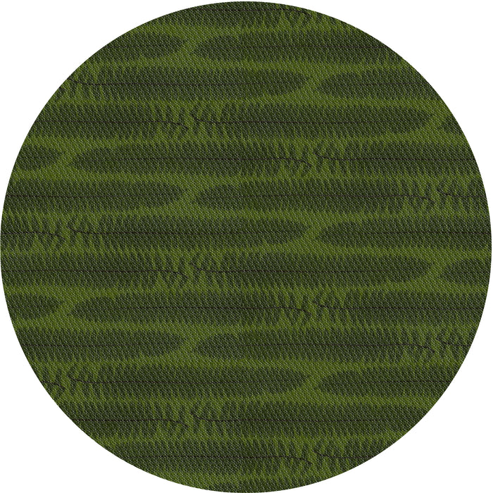 Round Machine Washable Transitional Dark Forest Green Rug, wshpat1236
