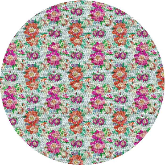 Round Machine Washable Transitional Raspberry Purple Rug, wshpat1247