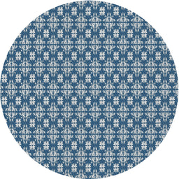 Round Machine Washable Transitional Blue Rug, wshpat1249
