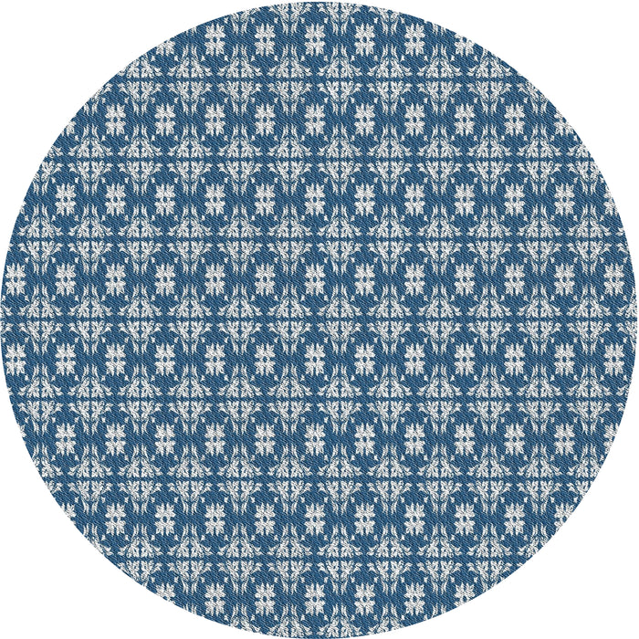 Round Machine Washable Transitional Blue Rug, wshpat1249