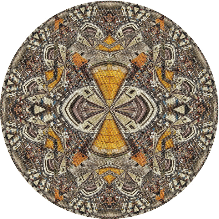 Round Patterned Light French Beige Brown Novelty Rug, pat124